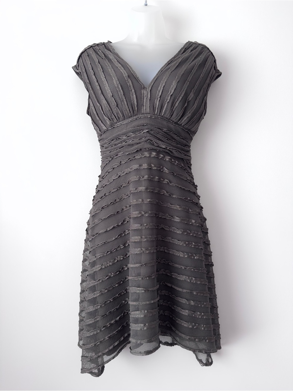 ruffle mesh frilly grey dress